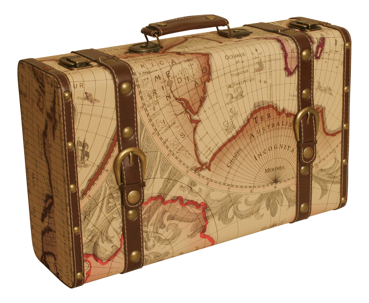 Faux Leather Map Suitcase