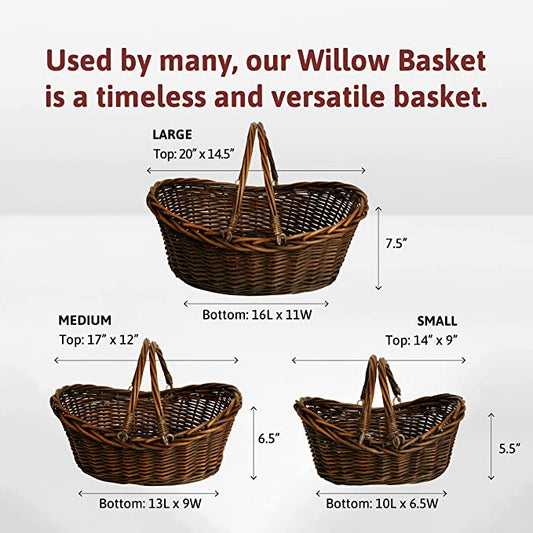 17" Willow Basket with two handles