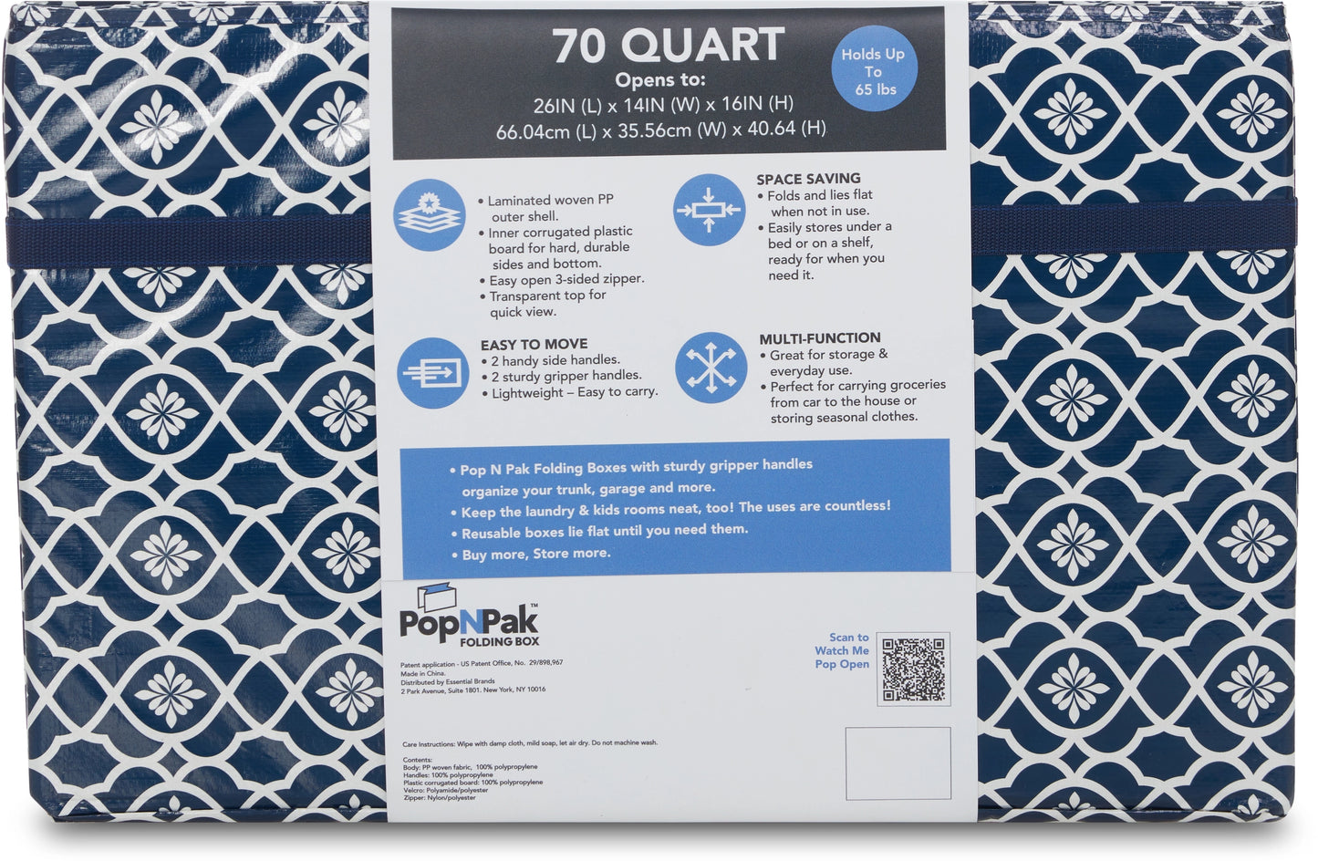 Pop N' Pak Collapsible Storage Bins - Pack of 2 (70-Quart)