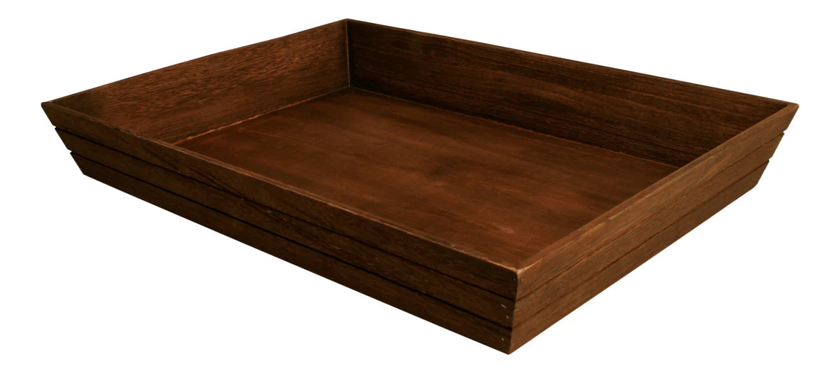 22" Dark Stained Wood Serving Tray
