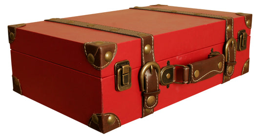 Red Faux Leather Suitcase